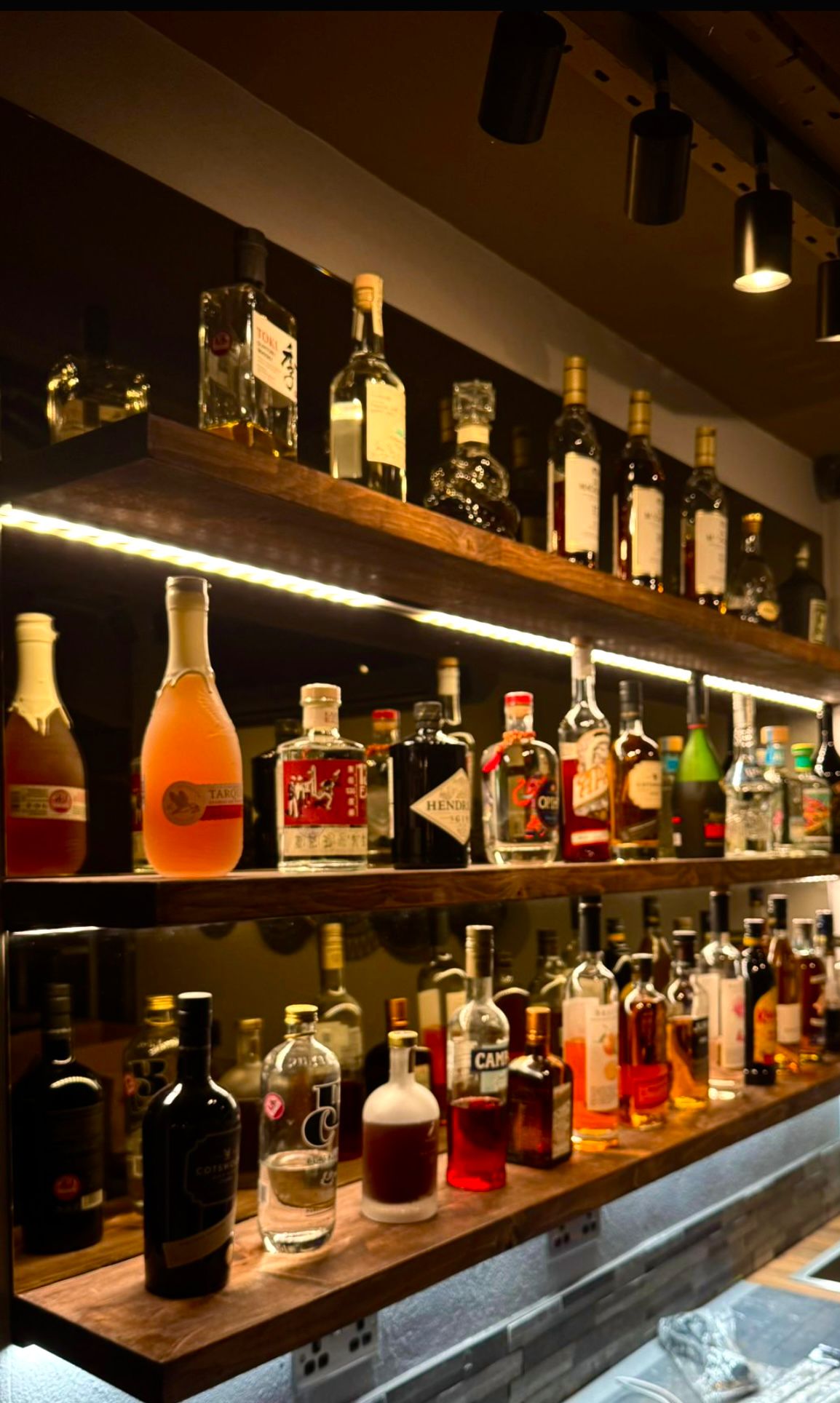 LED strip lighting for bar shelving