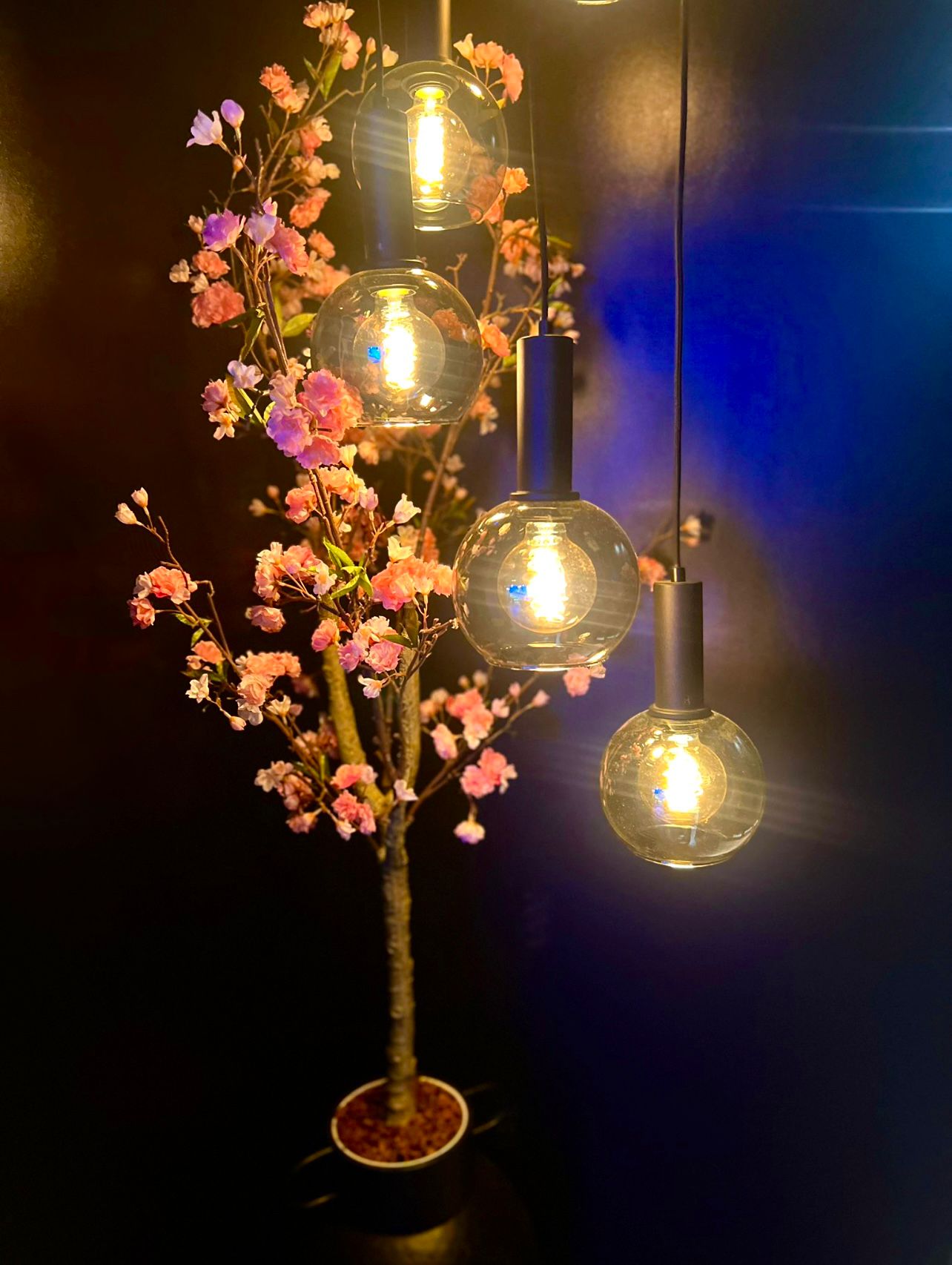 Globe pendant lighting installation
