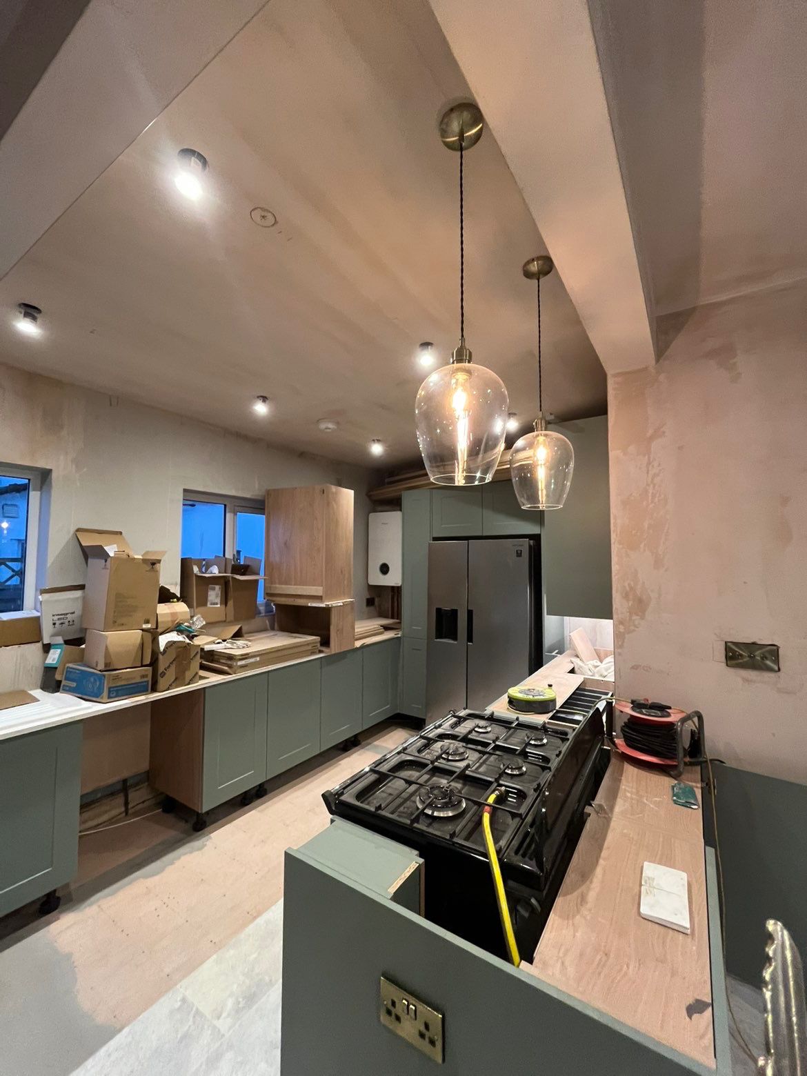 Kitchen pendant & downlight installation
